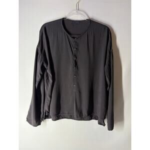 CP Shades Dark Gray Rayon Button up Popover Blouse Loose Fit Size XS